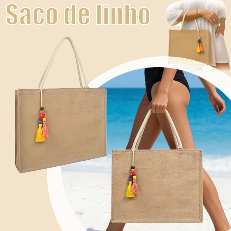 Bolsa De Praia Palha Feminina Verão Tote Feminina