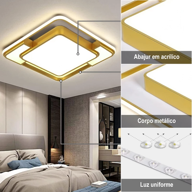 Lustre Pendente de LED 3 em 1 para Quarto Bivolt com Controle Remoto — foto 4