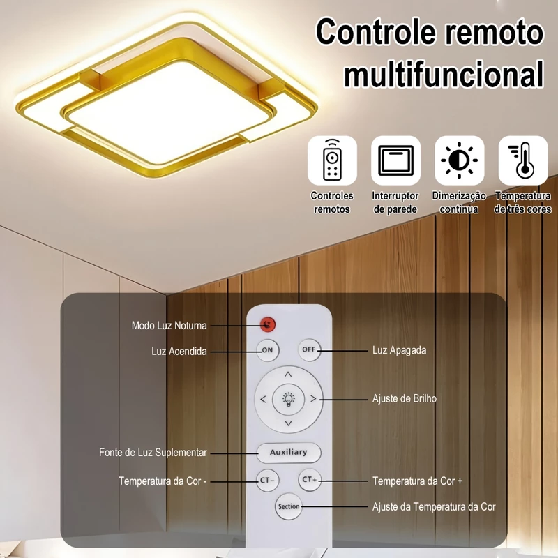Lustre Pendente de LED 3 em 1 para Quarto Bivolt com Controle Remoto — foto 6