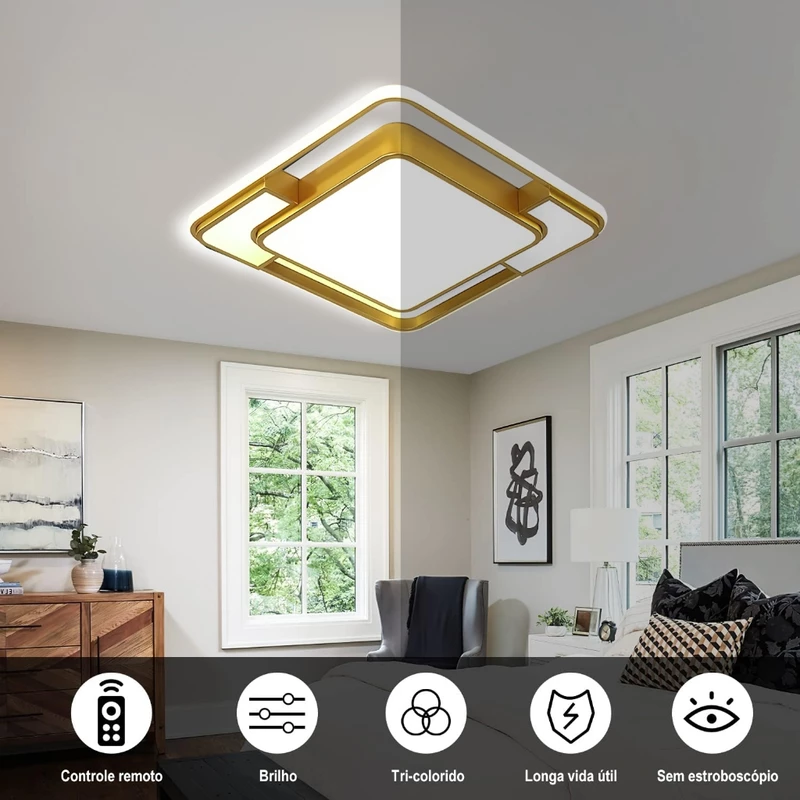 Lustre Pendente de LED 3 em 1 para Quarto Bivolt com Controle Remoto — foto 7