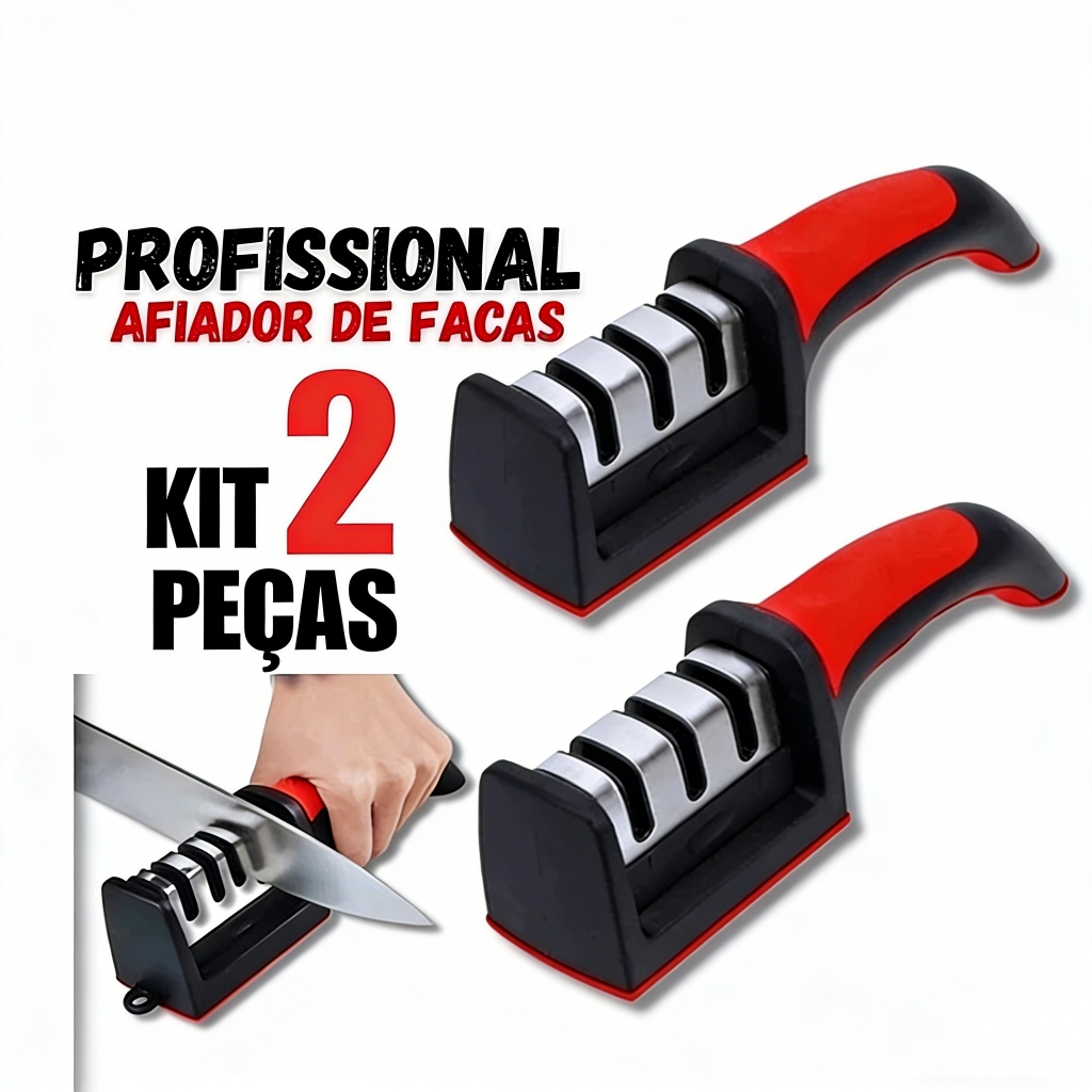 Amolador de Aço Inoxidável Conjunto de cozinha com 3/4 estágios de afiação, utensílio essencial para cozinha.