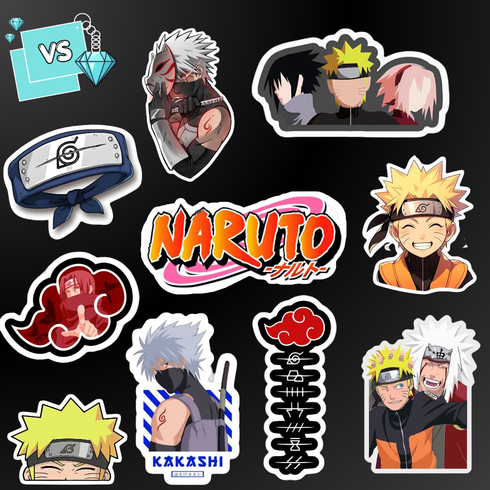 Kit Adesivos Sticker Naruto - Itachi, Kakashi, Jiraya, etc - 10/20 Unidades