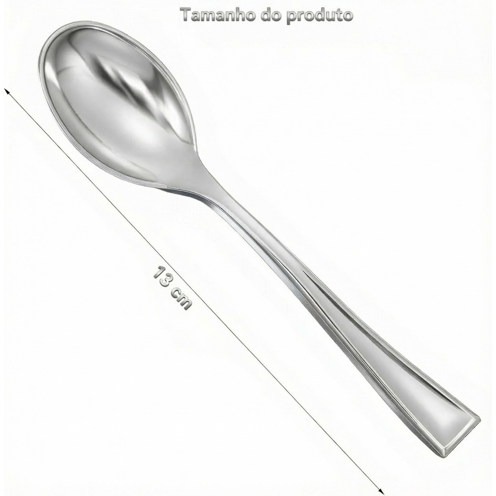 200/300 Colheres de sobremesa de plástico prateados, 13 cm de comprimento, colheres descartáveis resistentes para festas