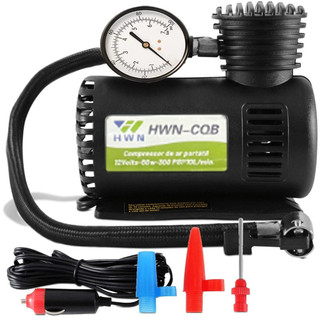Mini Compressor de Ar Automotivo 12V 300 PSI para Encher Pneus, Bolas e Bicicletas