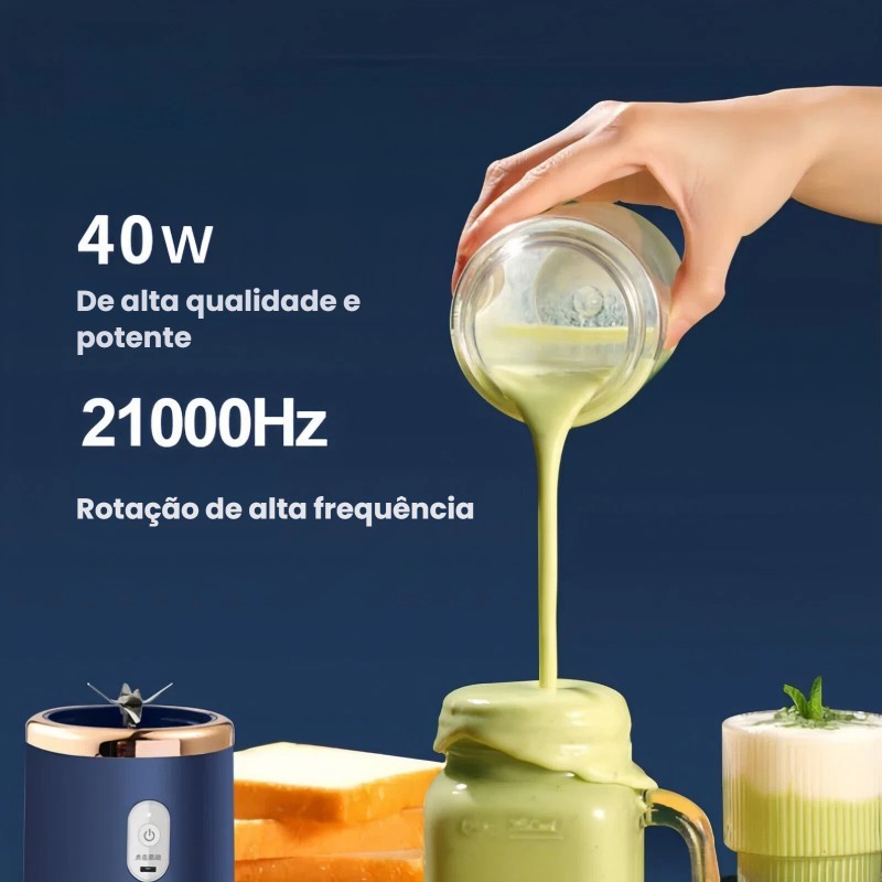 Mini Liquidificador Portátil Shake 6 Lâminas 400ML Espremedores Recarregável Espremedor Elétrico