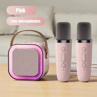 Caixa de Som K12 Karaokê Bluetooth Portátil com 1/2 Microfones | Mini Alto-falante Potente para Festas, Viagem | Present em Oferta na Shopee