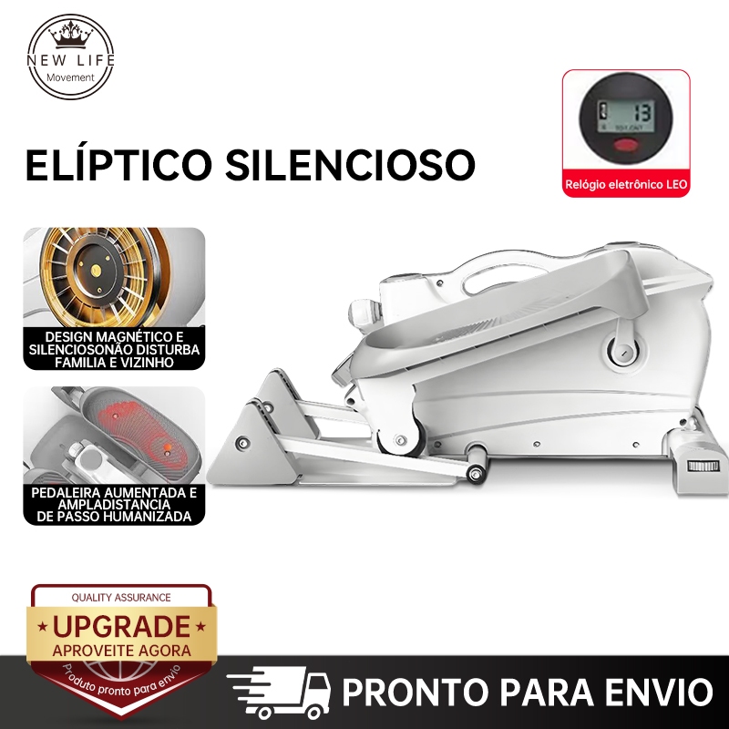 Auxílio de marcha elíptico com controle magnético e visor digital, capacidade de peso de 120 kg.