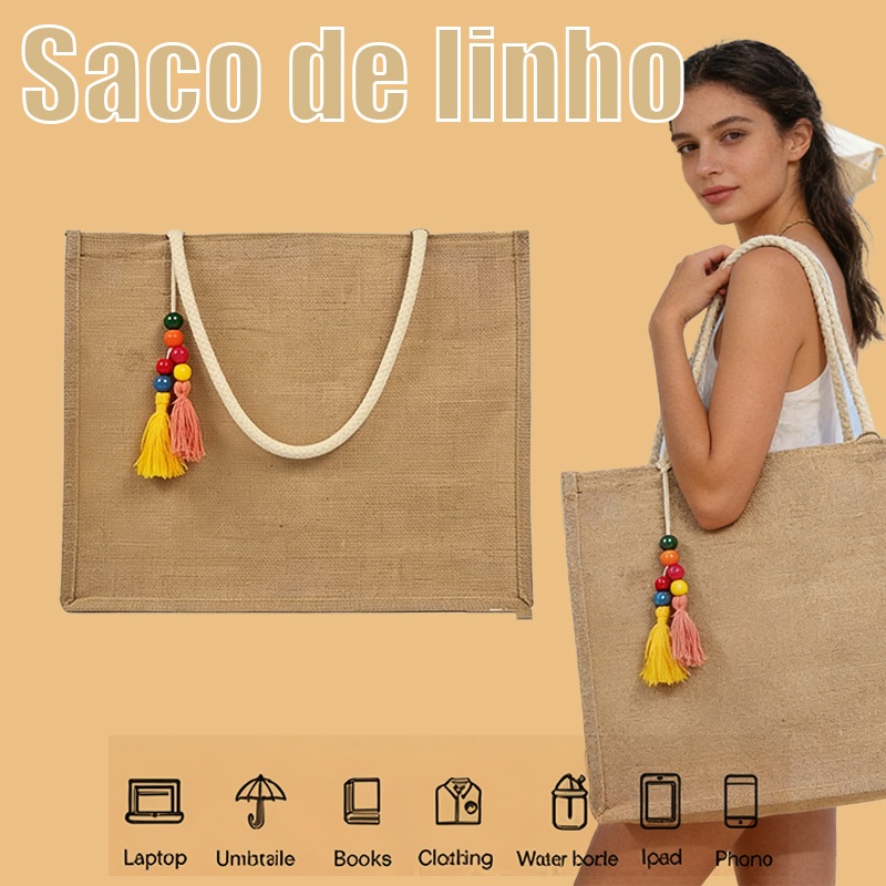 Bolsa De Praia Palha Feminina Verão Tote Feminina Bolsa de Praia Palha Juta Feminina