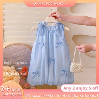 PRINCESSKESLI Vestido de princesa infantil novo estilo verão 2026,Saia de botão de flor para meninas em Oferta na Shopee