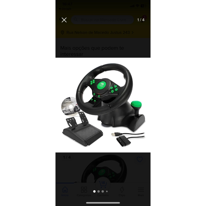 Volante Pro Gamer Driving 360° Joystick 7 Em 1 Vibração Cambio Manual Ps3 Ps4 Xbox Pc