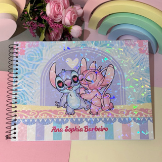 Caderno Personalizado de Desenho Stitch 96 folhas Capa Dura Holografica Infantil Escolar Volta as aulas em Oferta na Shopee