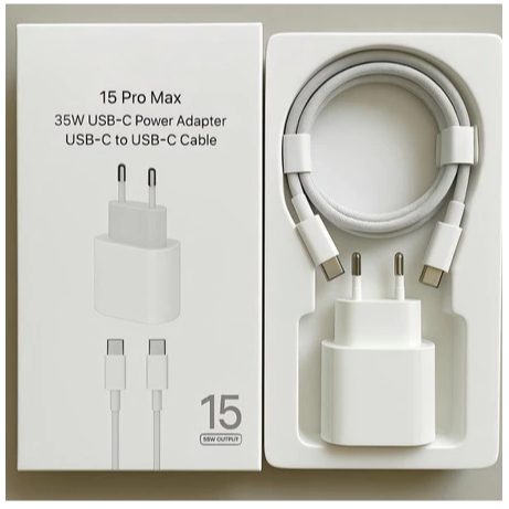 Carregador iPhone 15 e 16 Original Pro Max 35W Turbo Fonte USB-C + Cabo Tipo-C Tipo C de 1M Lacrado