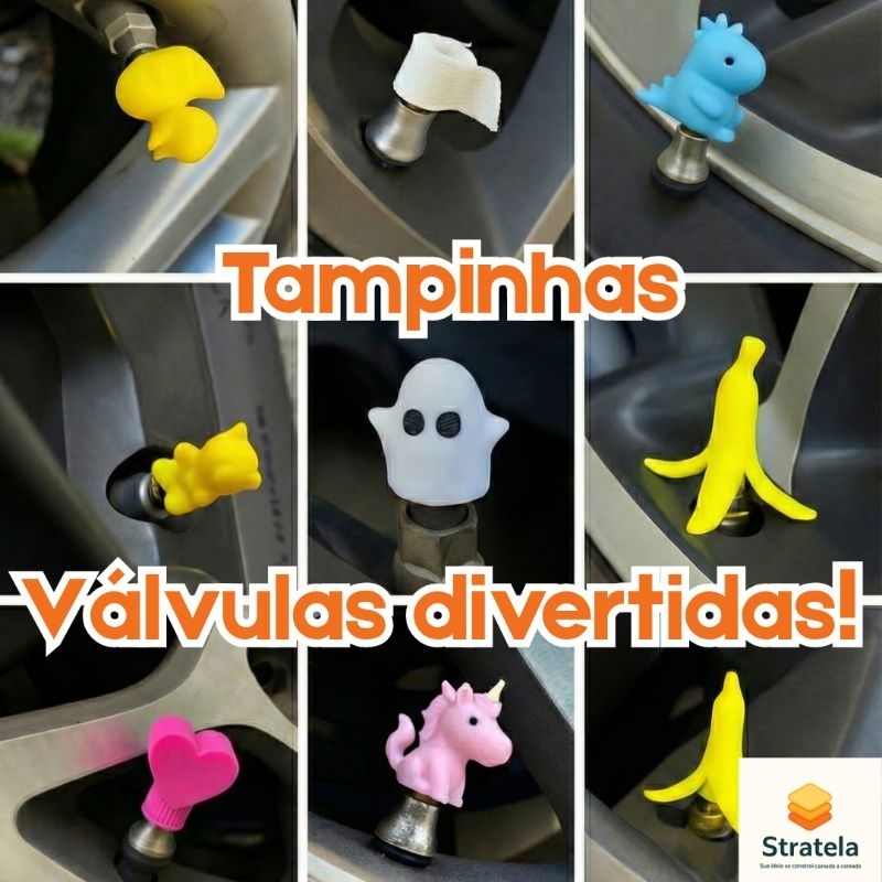 Kit PAR Tampa de válvula pino bico de pneu de carro moto e bicicleta personalizada em 3D