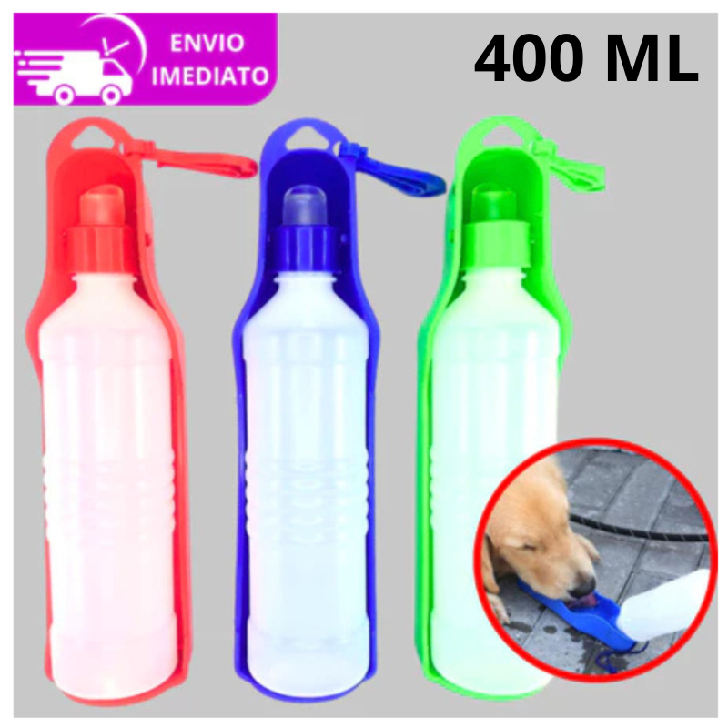 Bebedouro Pet Portátil 400ml – Garrafa de Água para Cachorro e Gato | Ideal para Passeios e Viagens