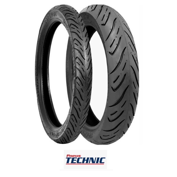 Par Pneu Technic Sport R Sem Câmara 80/100-18 E 90/90-18 Titan Fan Start Factor Fazer Yes 125 150 160 dianteiro/traseiro