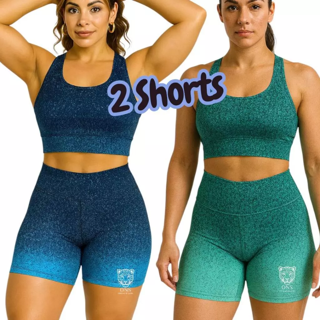 Kit 2 Shorts Degradê Feminino Modelador Meia Coxa Zero Transparência Roupa Academia Shortinhos Ioga — imagem 1