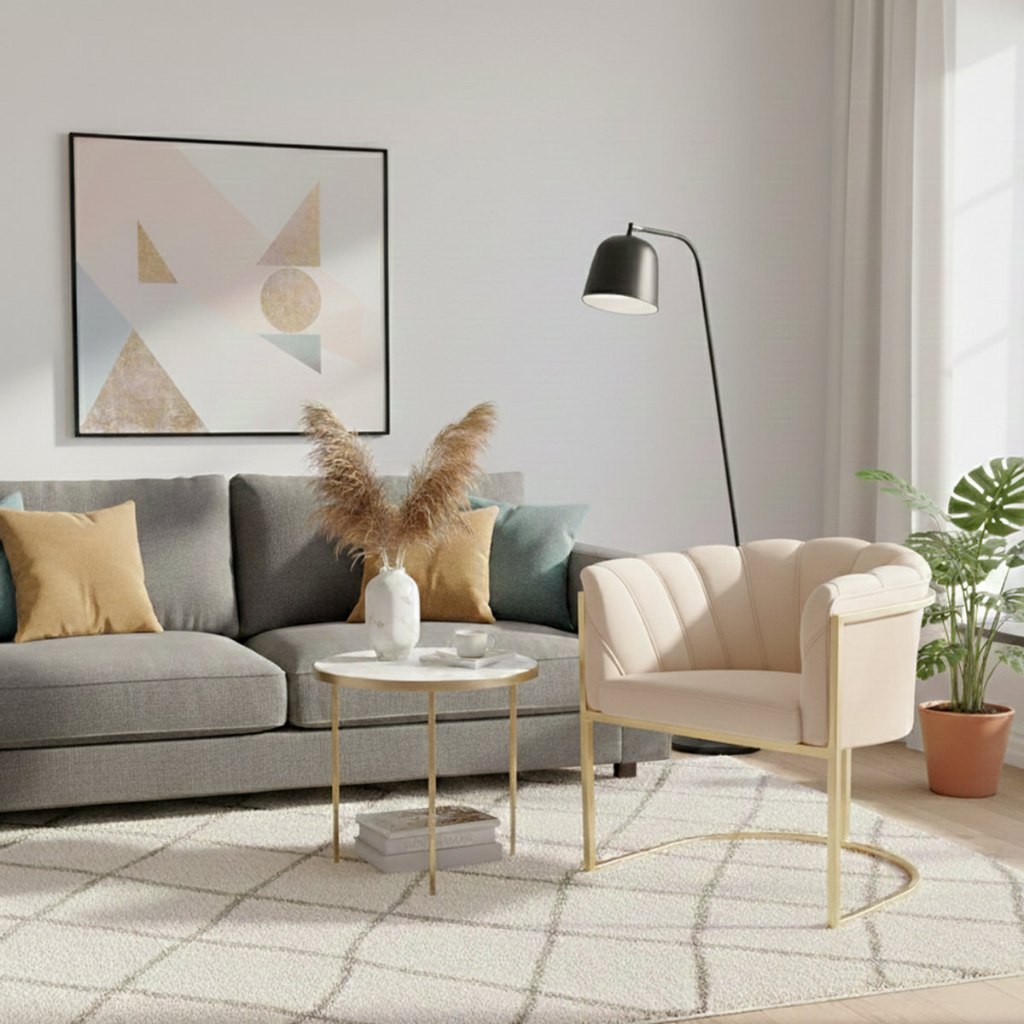 Poltrona Luna Com Base de Metal Decorativa Sala Salão Escritório Poltrona Decorativa Lunas em Oferta na Shopee