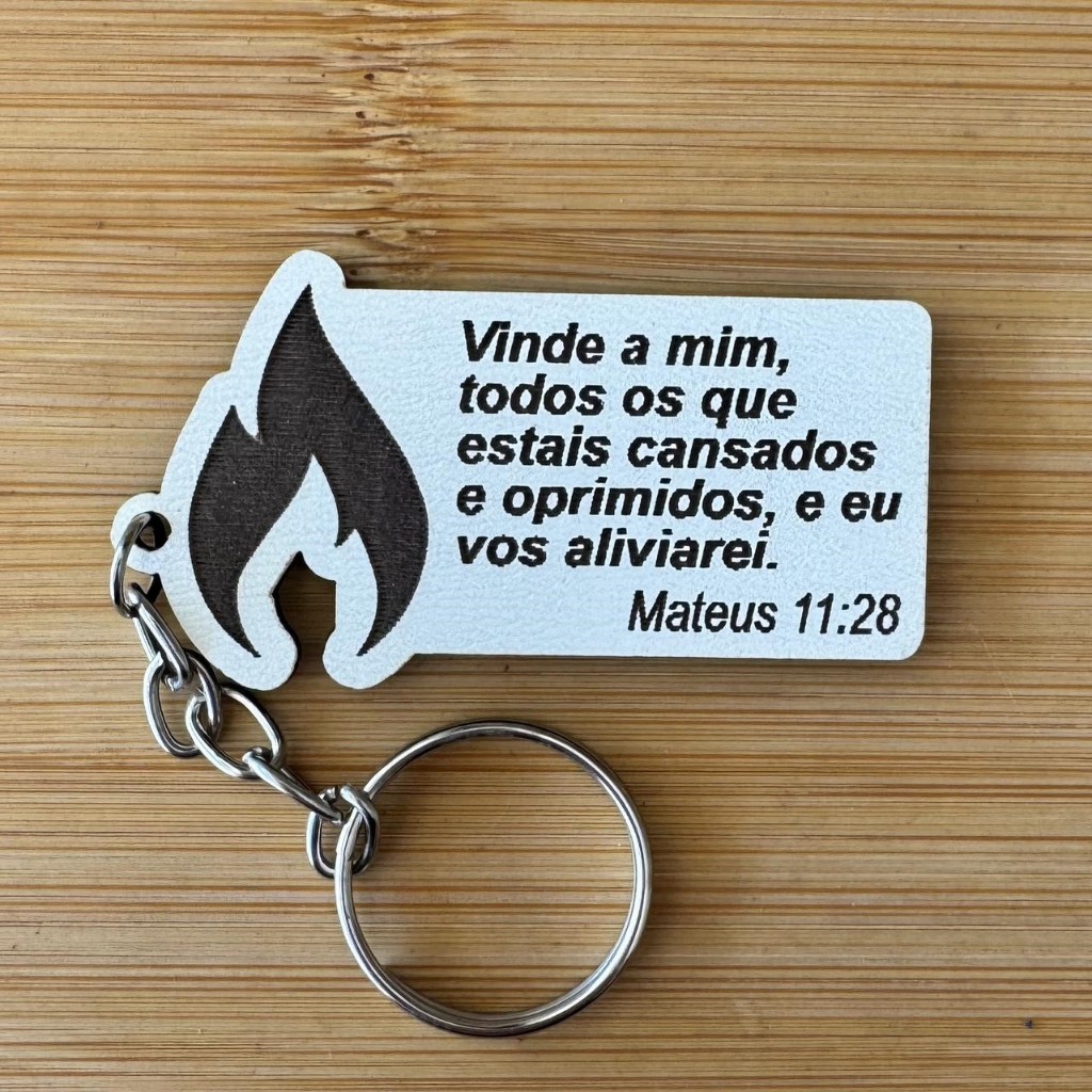 Kit Chaveiros Chama do Espírito Santo MDF – Lembrancinha Religiosa Evangélica Bíblica