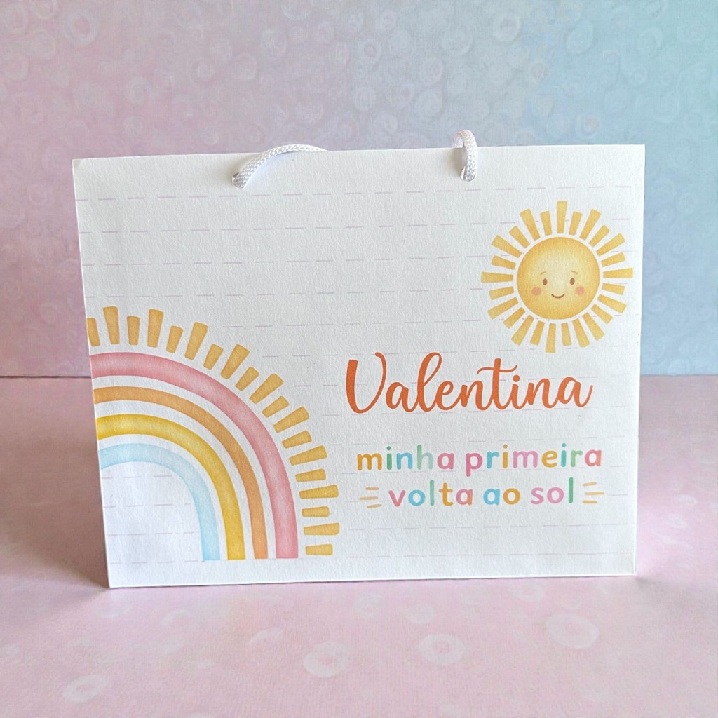 SACOLINHA VOLTA AO SOL MENINA ROSA  Personalizado | Sacolinha | Lembrancinha | Mimos | Aniversário VOLTA AO SOL
