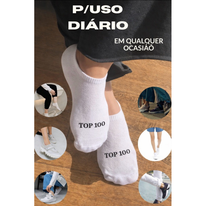 Kit 12 Pares Meia Algodão Feminina/Unissex Soquete