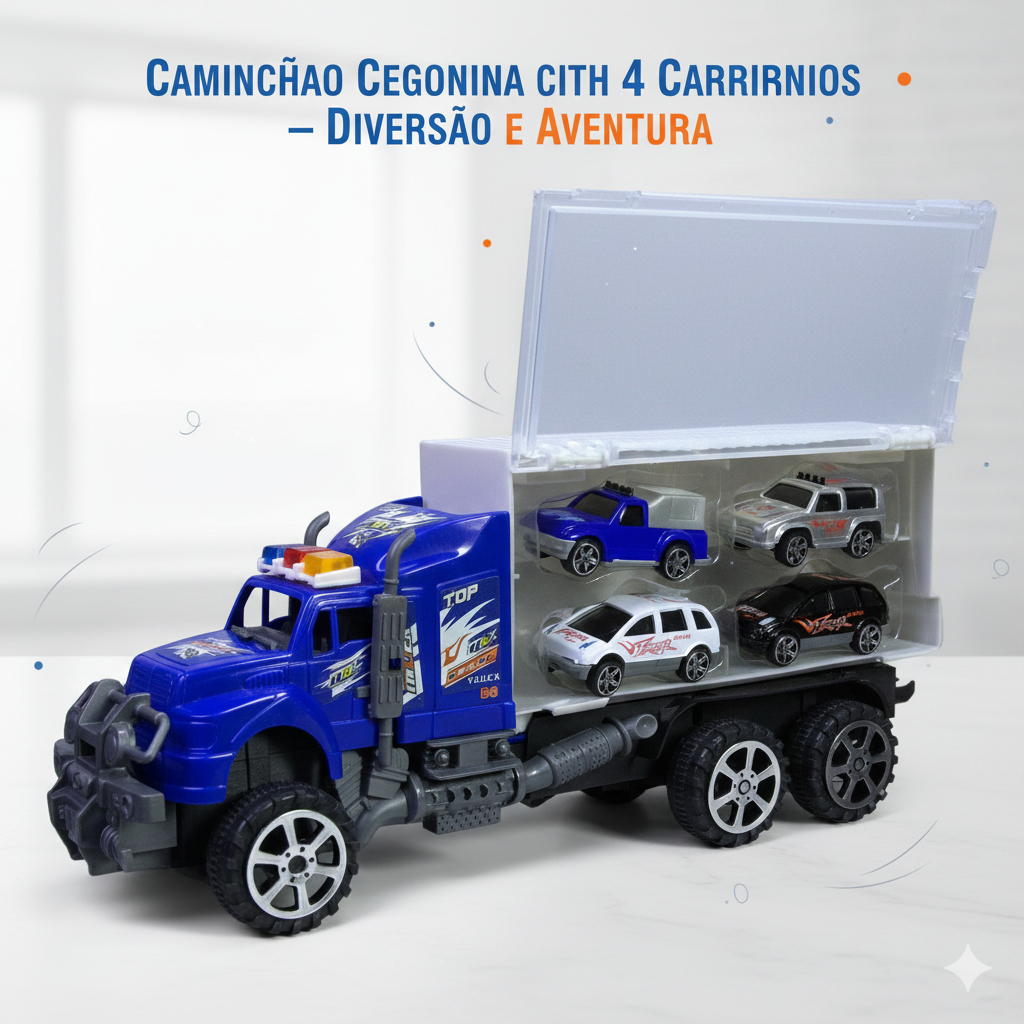 Caminhão Cegonha Brinquedo Com 4 Carrinhos Rodas Fricção Criança Brincar Presente em Oferta na Shopee