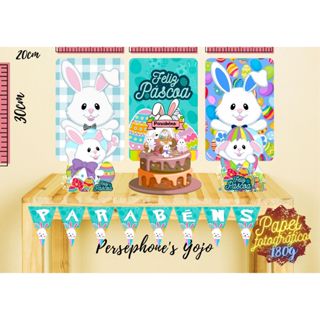 Kit é só um bolinho tema Coelhinho da Páscoa Branco em Oferta na Shopee