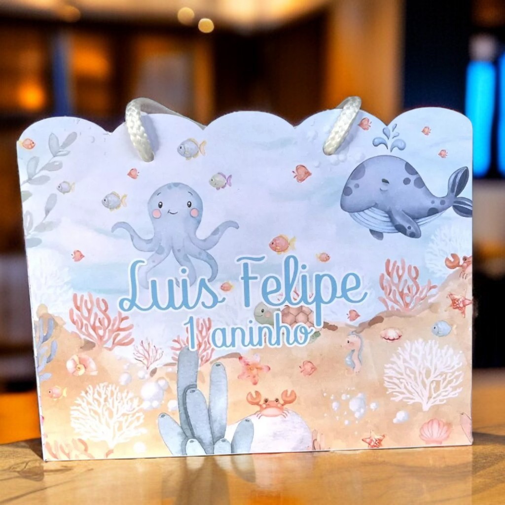 Sacolinha FUNDO DO MAR Personalizado | Sacolinha | Lembrancinha | Mimos | Aniversário PEGUE E MONTE