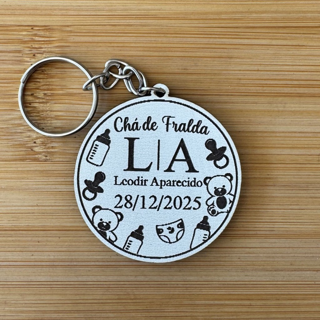 Kit Chaveiros Chá de Fralda Personalizado MDF – Chá de Bebê, Maternidade, Evento Infantil Personalizado MDF
