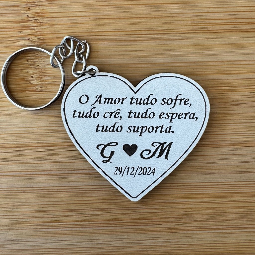 Kit Chaveiro Coração Personalizado MDF – Casamento, Noivado, Bodas, Lembrança Romântica Personalizado MDF