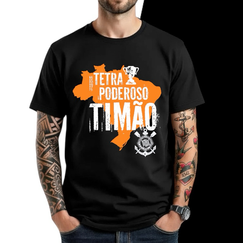 Camiseta Futebol Tetracampeão Copa do Brasil Algodão Clube Paulista Alvinegro