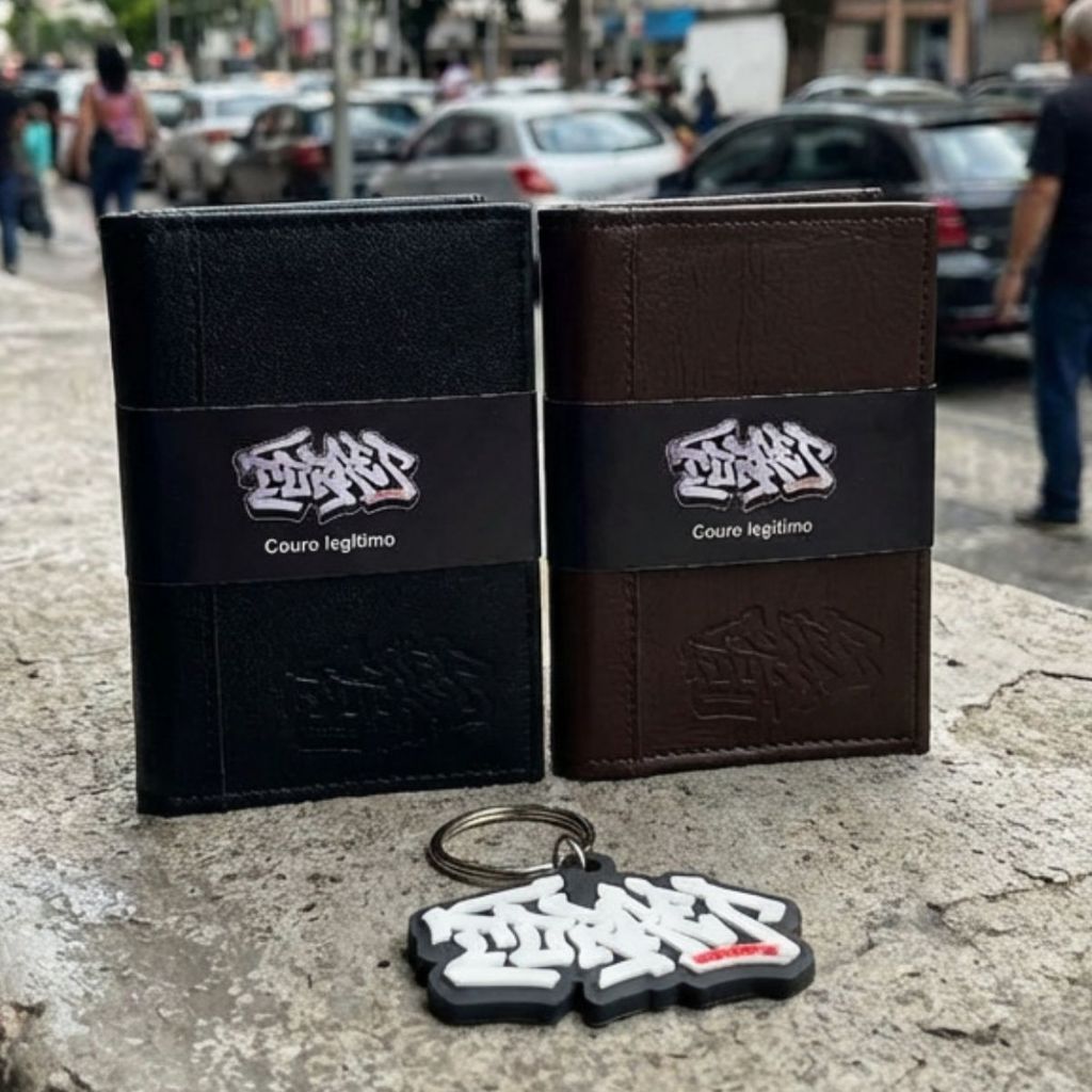 Kit Porta Documento Couro Legitimo Slim com Chaveiro Ideal Presente Preto ou Café