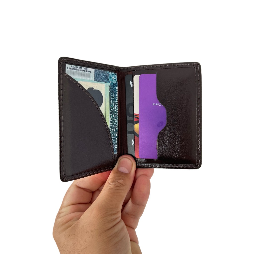 Carteira masculina slim fina em couro ecológico qualidade premium