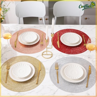 Kit 3 ou 6 Jogo Americano Sousplat PVC Redondo Dourado Para Mesa de Cozinha Sala de Jantar em Oferta na Shopee