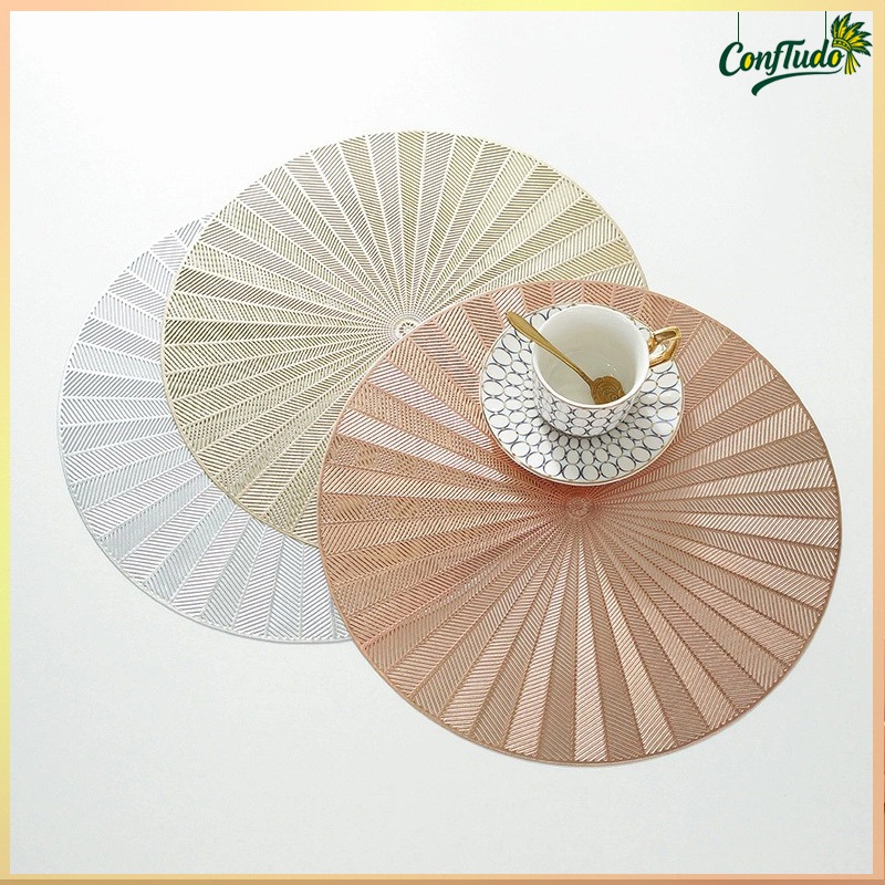 Kit 3 ou 6 Tapete De Mesa Posta Redondo Design Elegante Impermeável Manta para Prato