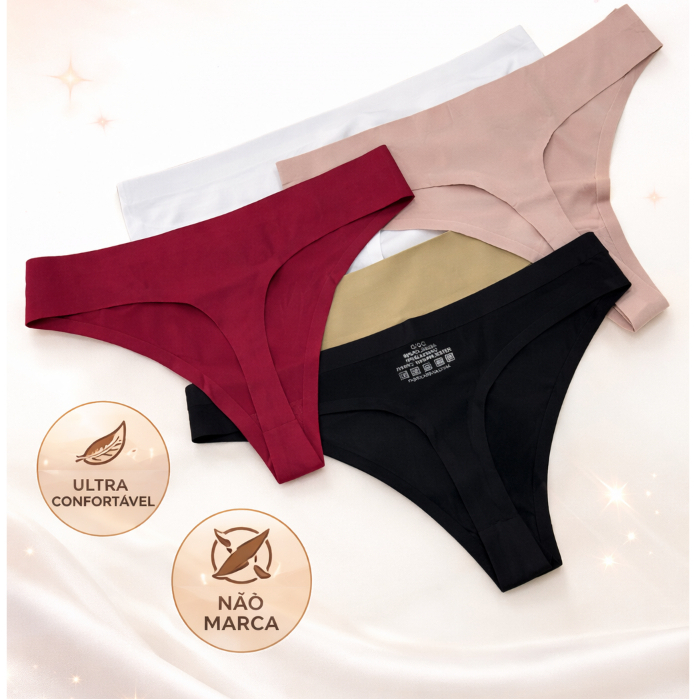 Kit Calcinhas Fio Dental Sem Costura – Corte a Laser, Conforto Total em Oferta na Shopee