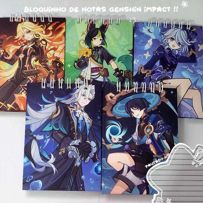 CADERNETAS / BLOCOS DE NOTAS GENSHIN IMPACT [ FANMADE ] * em Oferta na Shopee