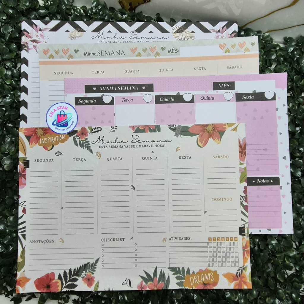 Planner de Mesa Semanal A4 210x297mm 30 Folhas Bloco Destacável - Planejamento e Organização de Tarefas