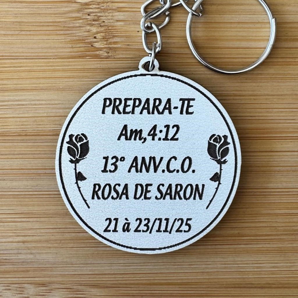 Kit Chaveiros Personalizados MDF – Lembrancinha Rosa de Saron Igreja e Encontro