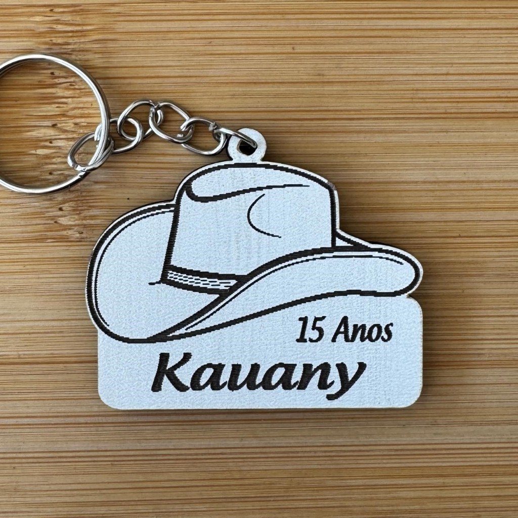 Kit de Chaveiros MDF Aniversário Chapéu Country 15 Aniversário Infantil em MDF