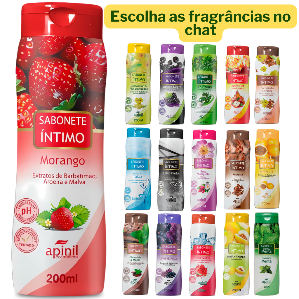 kit Sabonete intimo feminino 200ml Apinil | Uso Diário | pH equilibrado| kit com 6, 10, 12, 15, 24.