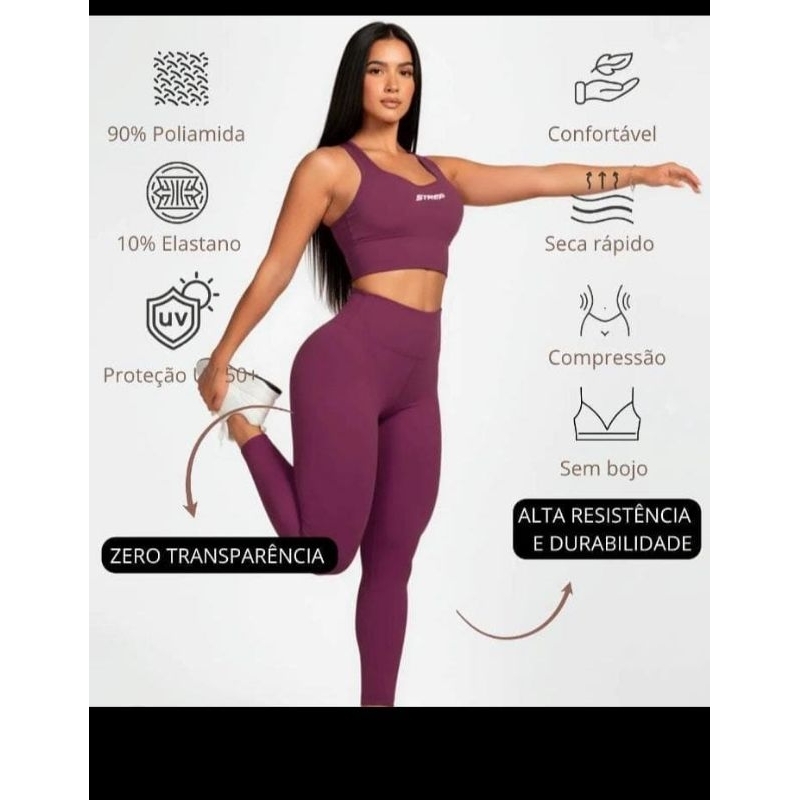 Conjunto Fitness Feminino Legging + Top | Zero Transparência | Compressão | Alta Qualidade