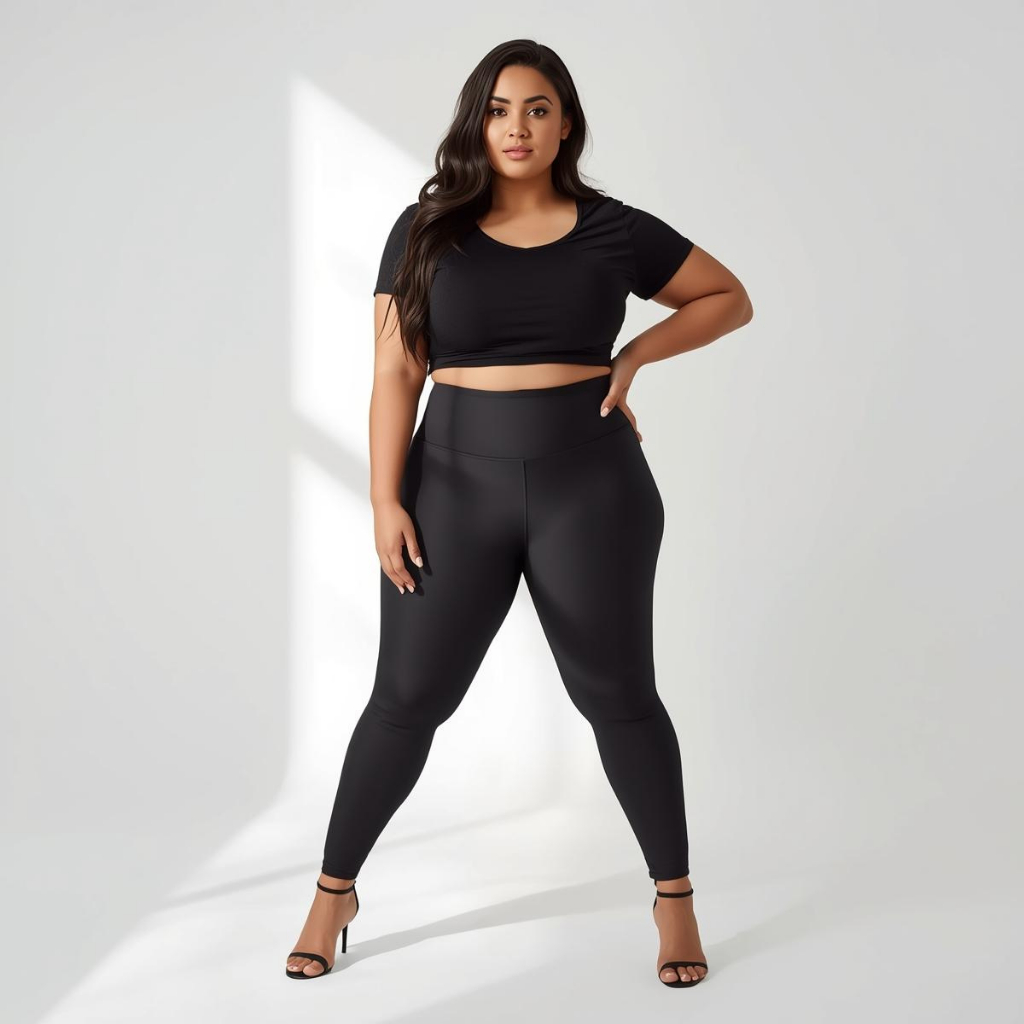 CALÇA Legging Plus Size POLIAMIDA  Cintura Alta Costura Reforçada ZERO TRANSPARENCIA COR PRETA TAMANHOS G GG E G1