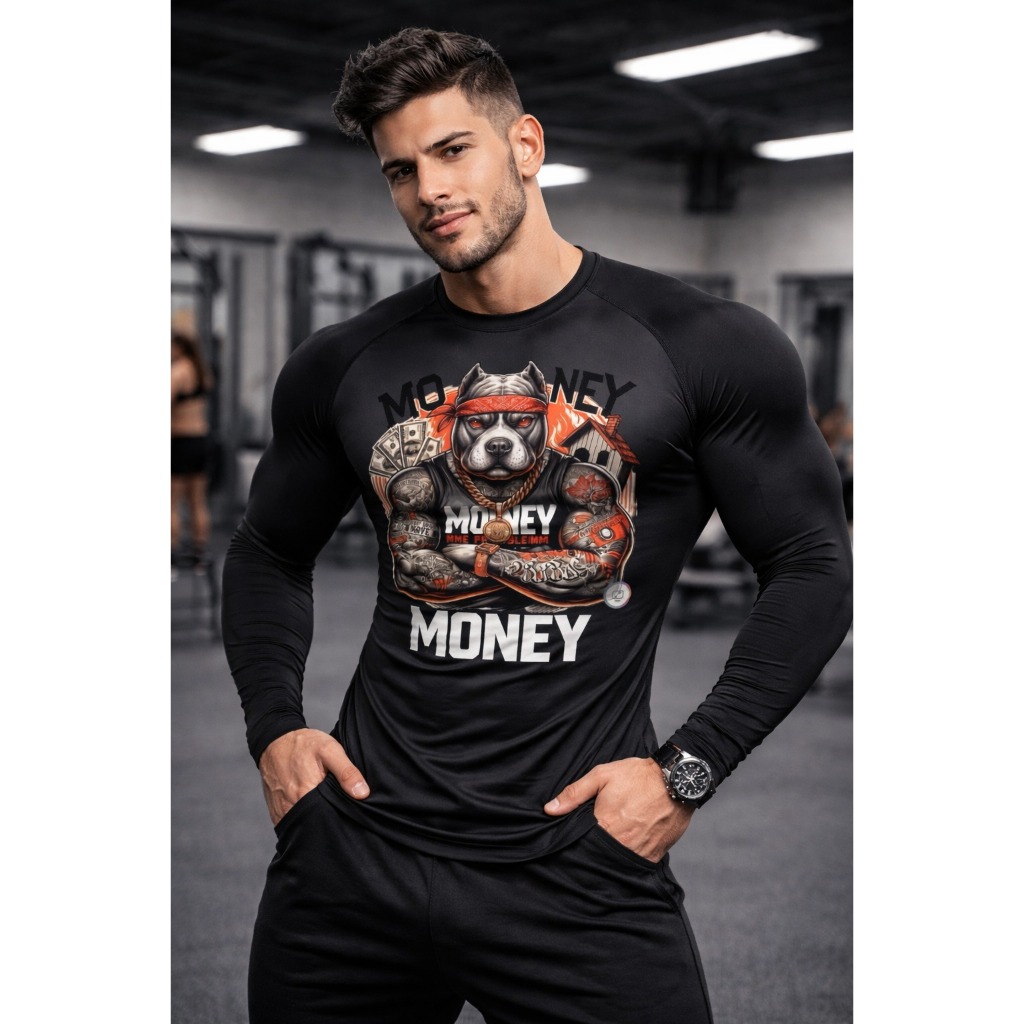 Camisa Térmica Esportiva Manga Longa – Compressão para Academia Fitness Treino Praia Proteção UV