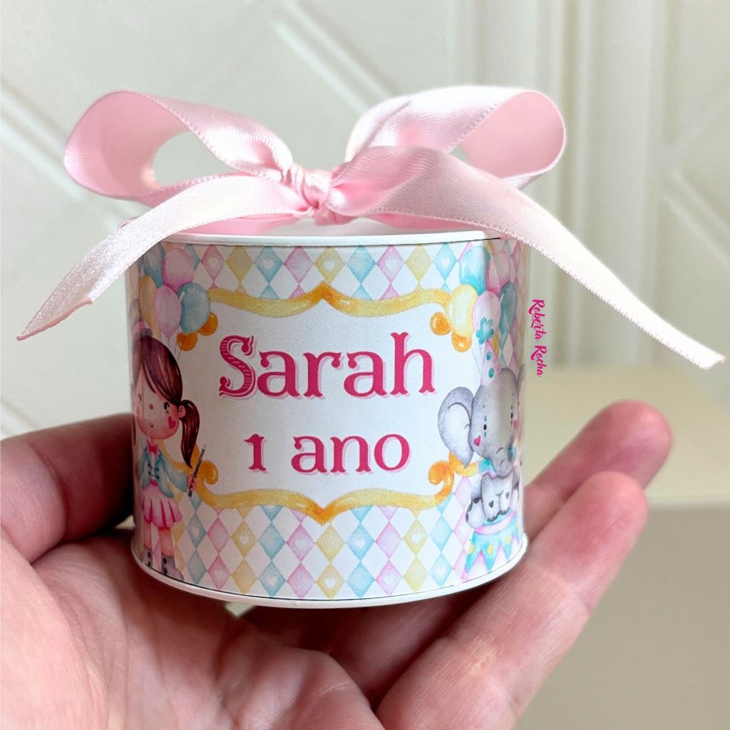 Tubolata lembrancinha personalizada 5x6 - Lembrancinhas CIRCO ROSA | Maternidade | Aniversário