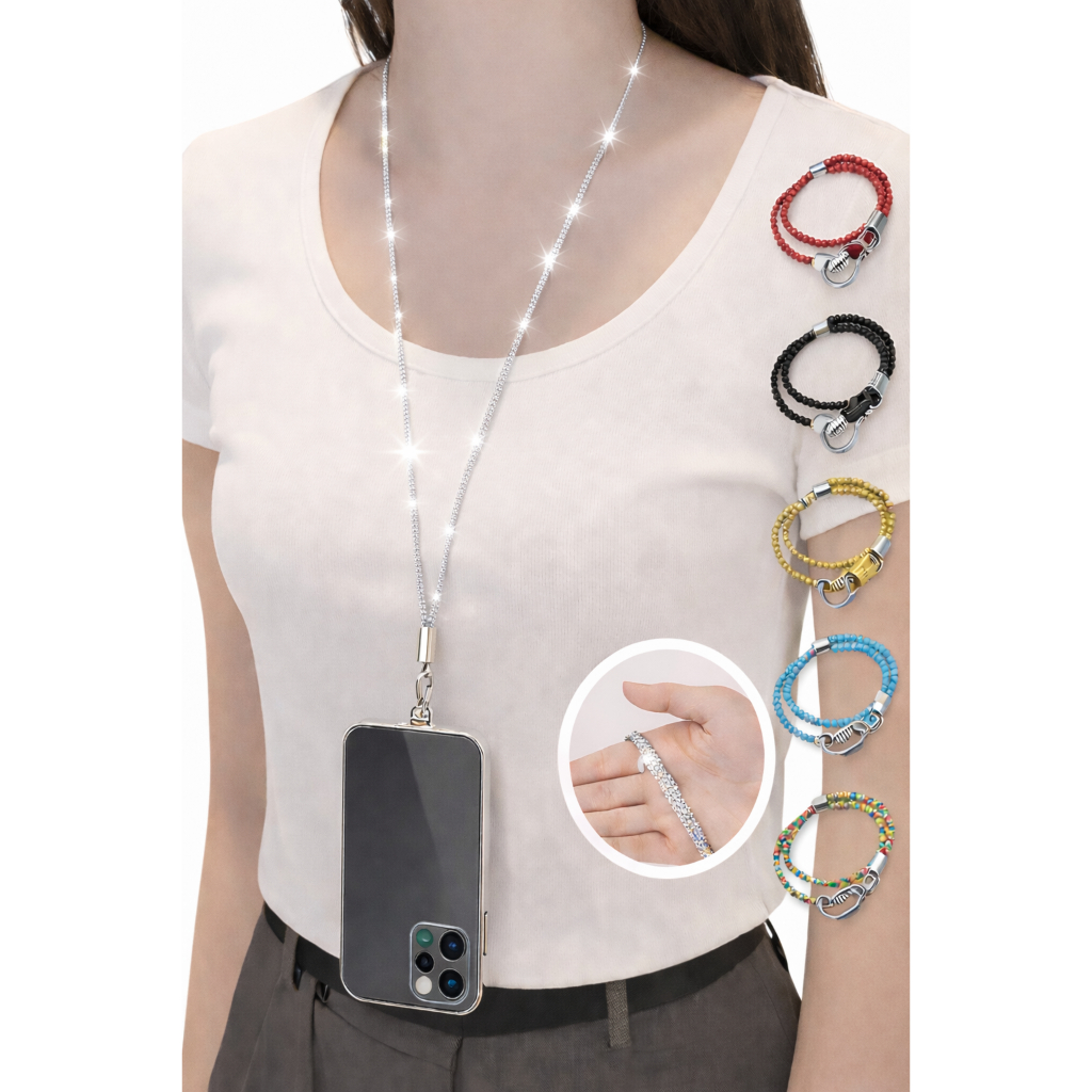 Cordão Colar Para Celular Universal  Pescoço  Strass Brilho