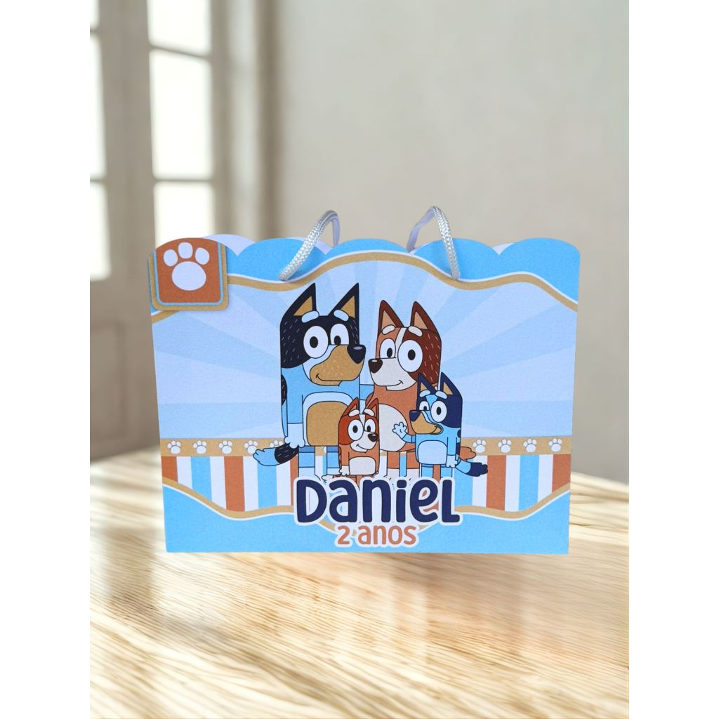SACOLINHA BLUEY AZUL Personalizado | Sacola | Lembrancinha | Decoração | MIMOS BLUEY | FAZEMOS TODOS OS TEMAS