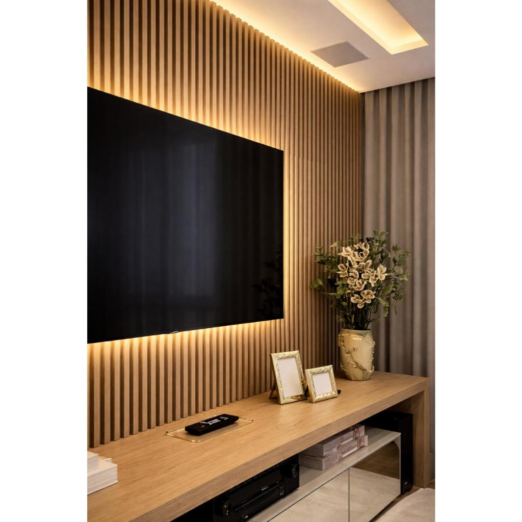 KIT 50 Até 100 Placas Ripado Decorativo Adesiva 45x10 Painel Premium Alta Qualidade Sala Penteadeira