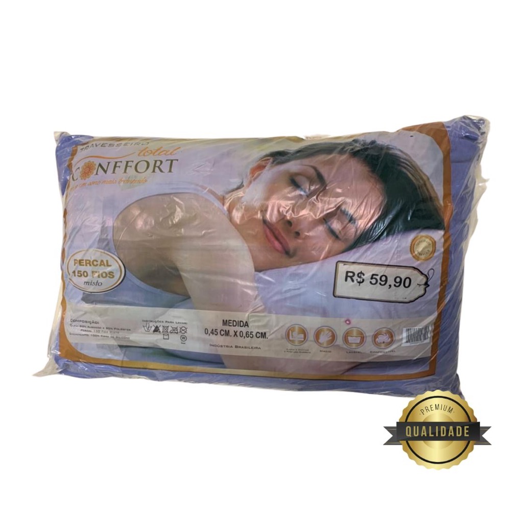 Travesseiro Confortável Anti-Alérgico Anti Stress 150 Fios Percal Qualidade 100% Algodão Barato