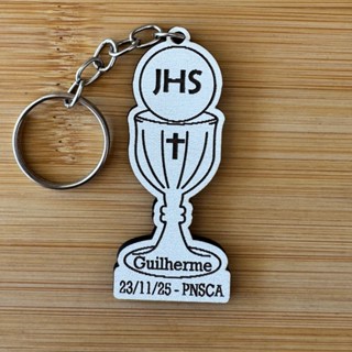 Kit Chaveiros Primeira Comunhão Personalizados MDF Eucaristia Cálice JHS Lembrancinha em Oferta na Shopee