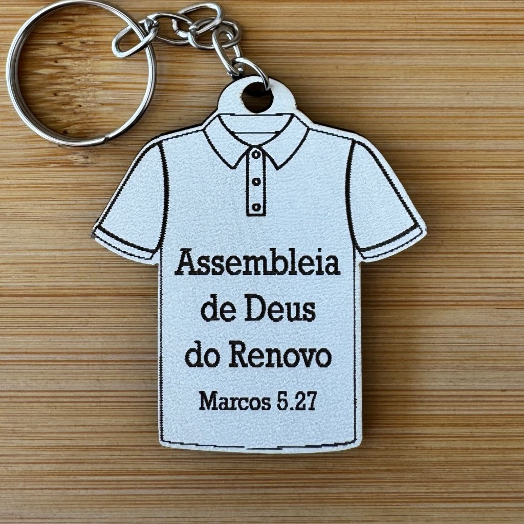 Kit Chaveiros Camiseta Igreja Evangélica Personalizados MDF Assembleia de Deus Evento Cristão